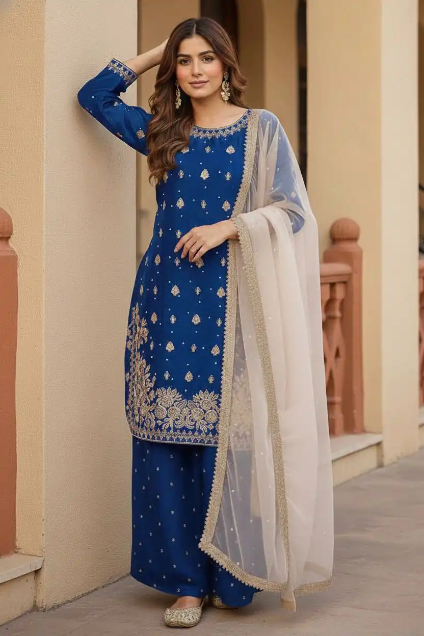 KF 1717 Royal Blue Zimmy Silk Salwar Suit with Lace Work & Embroidery Work. Affordable Price ₹2149. Delivery 4-6 Working Days. Shop now. | Jump Suits, Salwar suit, Casual Suits, Creative suits, Designer Suits, Palazzo Suits, Party Wear Suits, Patiala Suits, Straight Suits