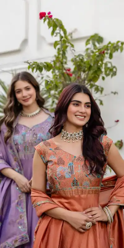 RR 39 Rust Vichitra Silk Gown Perfect for Wedding, Party, Holi, Anniversary, Mehendi –. Grab it for ₹2149. Delivery 4-6 Working Days. Shop now. | Gowns, Bollywood Gowns, Creative Gowns, Designer Gowns, Embroidered Gowns, Party Wear Gowns