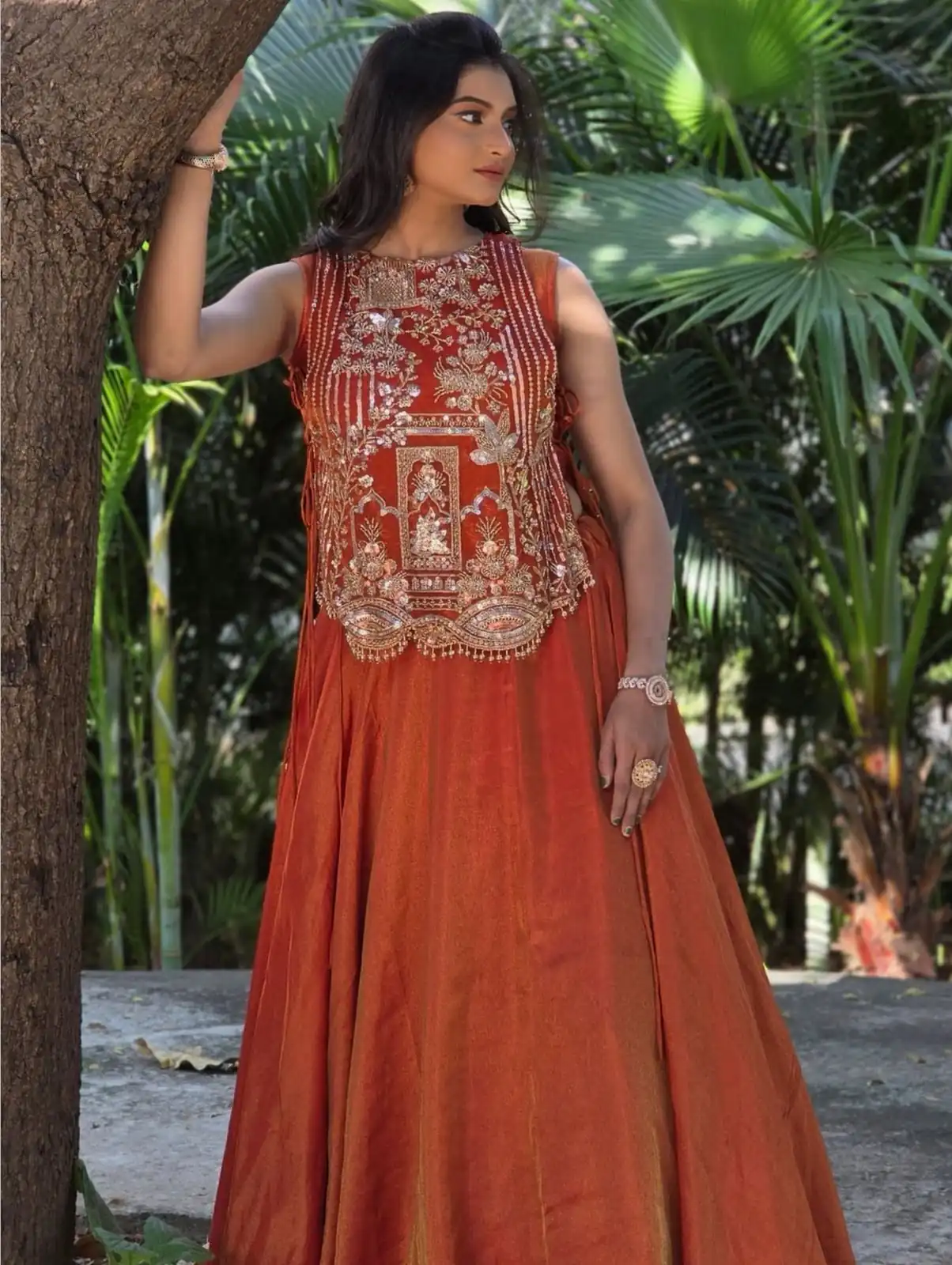 PC 563 Rust in Color Vichitra Silk Embroidery Work Lehenga Choli . Now at just ₹2549. Delivery 4-6 Working Days. Shop now. | Lehenga, Bollywood Lehenga, Creative Lehenga, Designer Lehenga, Embroidered Lehenga, Party Wear Lehenga
