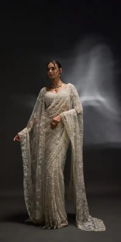 DF 3470 Silver Mono Net Saree Silver with Embroidery Work & Sequins Work. Festive Deal ₹1799. Delivery 4-6 Working Days. Shop now. | Designer Sarees, Sarees, Bollywood Sarees, Creative Sarees, Embroidered Sarees, Ethnic Saree, Modern Digital sarees, Party Wear Sarees