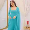 Sky Blue Georgette Embroidery Work Salwar Suit