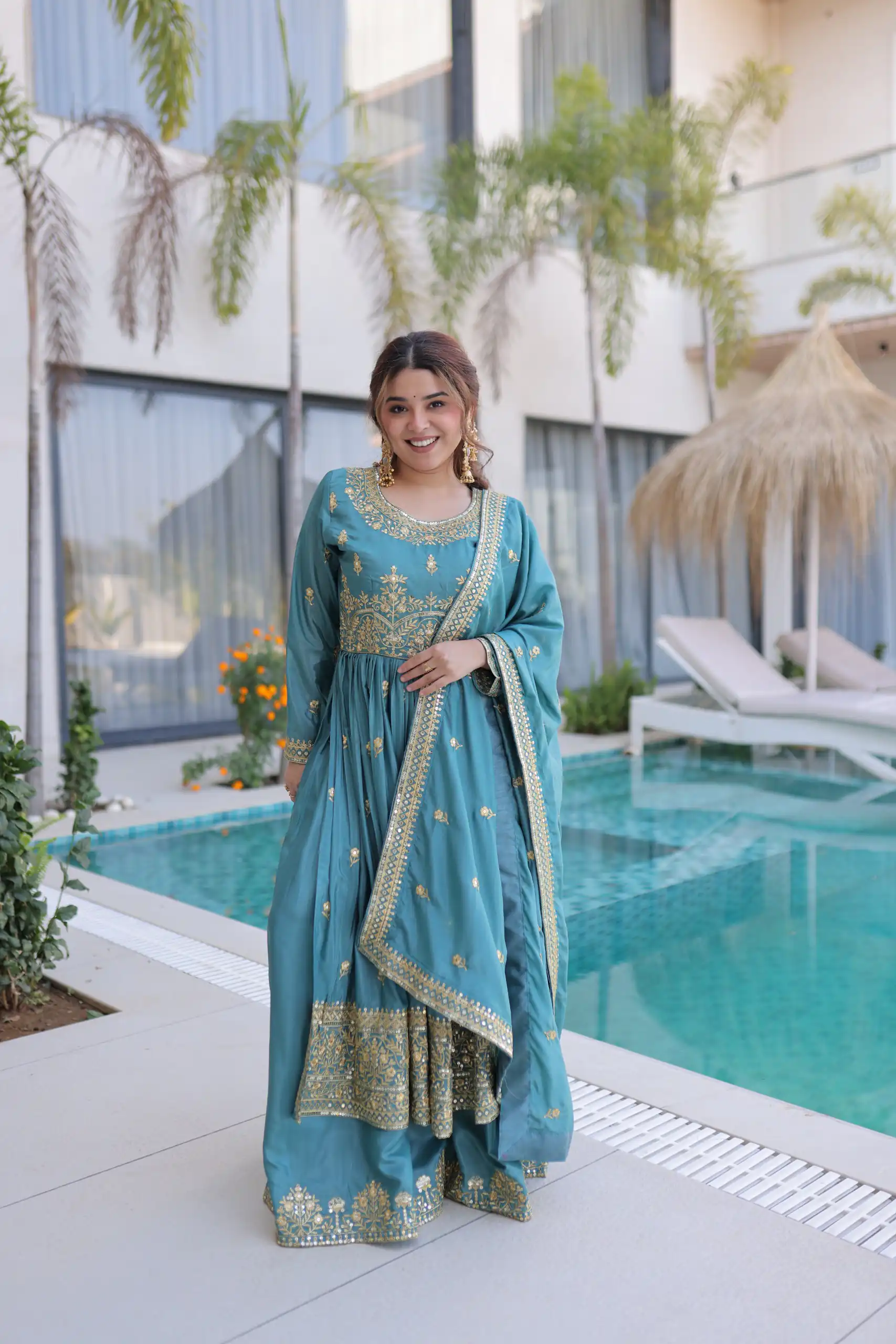 KA 1233 Sky Blue Super Silk Salwar SuitPerfect for Wedding, Party, Sangeet, Family Gatherings, Reception – . Festive Deal ₹2649. Delivery 4-6 Working Da | Jump Suits, Salwar suit, Casual Suits, Creative suits, Designer Suits, Palazzo Suits, Party Wear Suits, Patiala Suits, Straight Suits