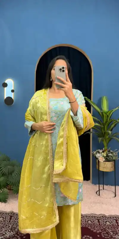 ST 1099 Sky Blue Zimmy Silk Salwar Suit Perfect for Wedding, Party, Karwa Chauth, Haldi, Eid – . Special Price ₹2449. Delivery 4-6 Working Days. Shop no | Jump Suits, Salwar suit, Casual Suits, Creative suits, Designer Suits, Palazzo Suits, Party Wear Suits, Patiala Suits, Straight Suits