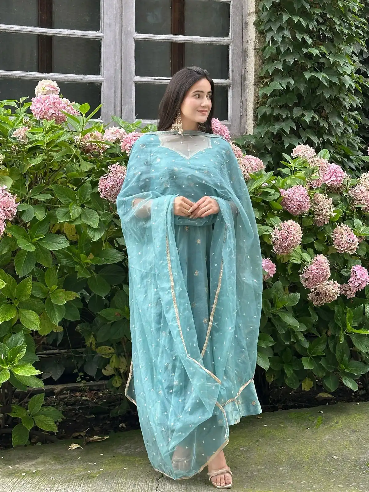 SSR 524 Sky Blue Color Vichitra silk Gown with Bead Work & Lace Work. Now at just ₹1999. Delivery 4-6 Working Days. Shop now. | Gowns, Bollywood Gowns, Creative Gowns, Designer Gowns, Embroidered Gowns, Party Wear Gowns