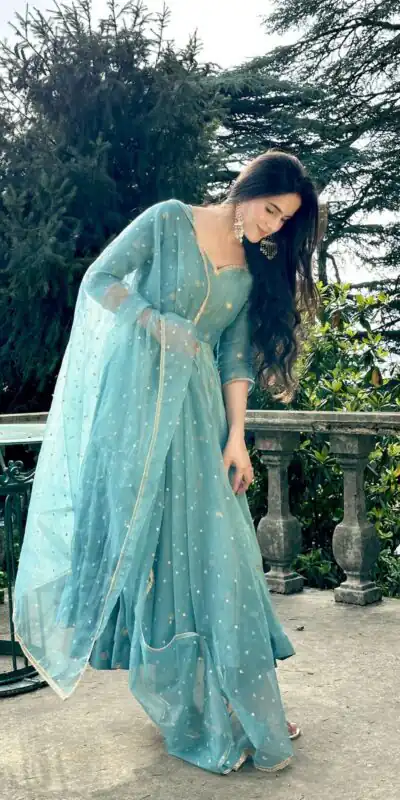 SSR 524 Sky Blue Color Vichitra silk Gown with Bead Work & Lace Work. Now at just ₹1999. Delivery 4-6 Working Days. Shop now. | Gowns, Bollywood Gowns, Creative Gowns, Designer Gowns, Embroidered Gowns, Party Wear Gowns