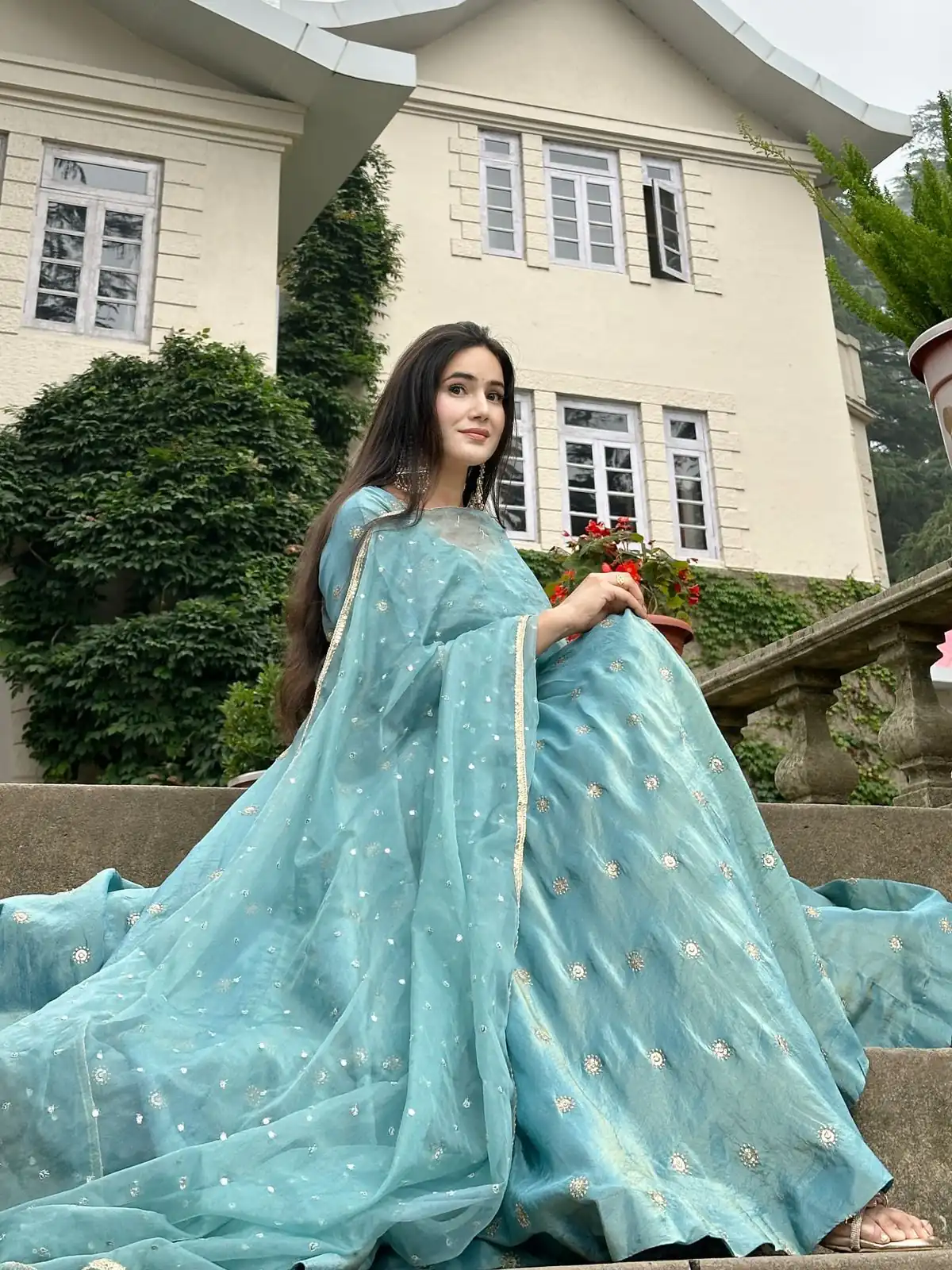 SSR 524 Sky Blue Color Vichitra silk Gown with Bead Work & Lace Work. Now at just ₹1999. Delivery 4-6 Working Days. Shop now. | Gowns, Bollywood Gowns, Creative Gowns, Designer Gowns, Embroidered Gowns, Party Wear Gowns