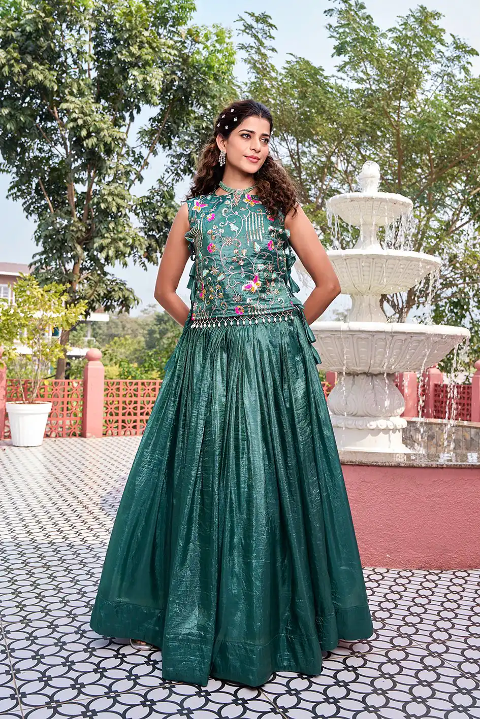 Ram 166 Teal Green Gold Crush Lehenga Choli Perfect for Wedding, Party, Ethnic Day, Karwa Chauth, Sangeet Special Price ₹2549. Delivery 4-6 Working Days. | Lehenga, Bollywood Lehenga, Creative Lehenga, Designer Lehenga, Embroidered Lehenga, Party Wear Lehenga