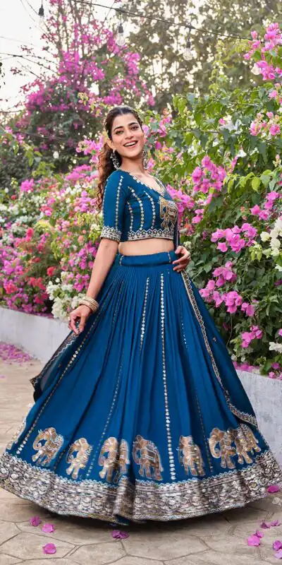 Ram 165 Blue in Color Vichitra Silk Embroidery Work Lehenga Choli . Now at just ₹2599. Delivery 4-6 Working Days. Shop now. | Lehenga, Bollywood Lehenga, Creative Lehenga, Designer Lehenga, Embroidered Lehenga, Party Wear Lehenga