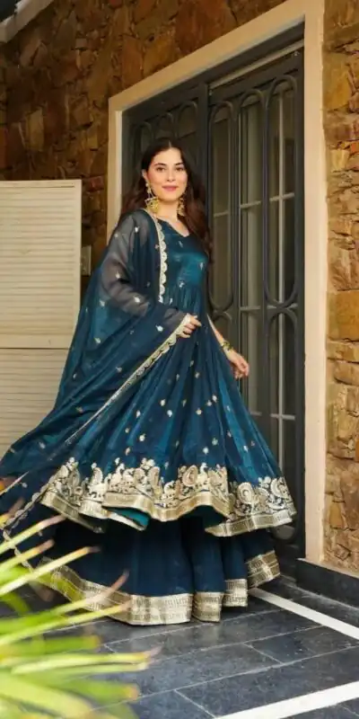 ZB 5055 Teal Embroidery Work Salwar Suit in Teal Gold Crazy. Available at ₹2449 only. Delivery 4-6 Working Days. Shop now. | Jump Suits, Salwar suit, Casual Suits, Creative suits, Designer Suits, Palazzo Suits, Party Wear Suits, Patiala Suits, Straight Suits