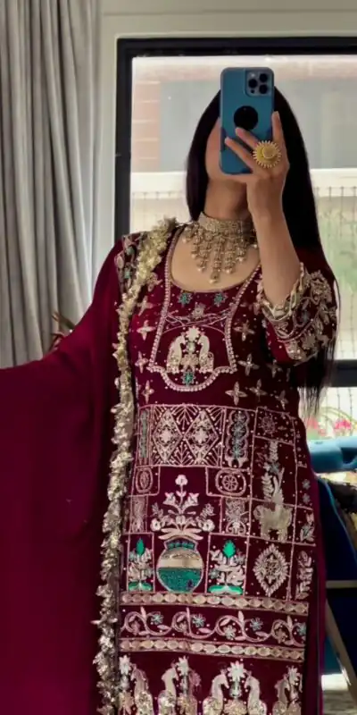 NF 1247 Maroon in Color Natural Crepe Embroidery Work Salwar Suit . Affordable Price ₹2599. Delivery 4-6 Working Days. Shop now. | Jump Suits, Salwar suit, Casual Suits, Creative suits, Designer Suits, Palazzo Suits, Party Wear Suits, Patiala Suits, Straight Suits