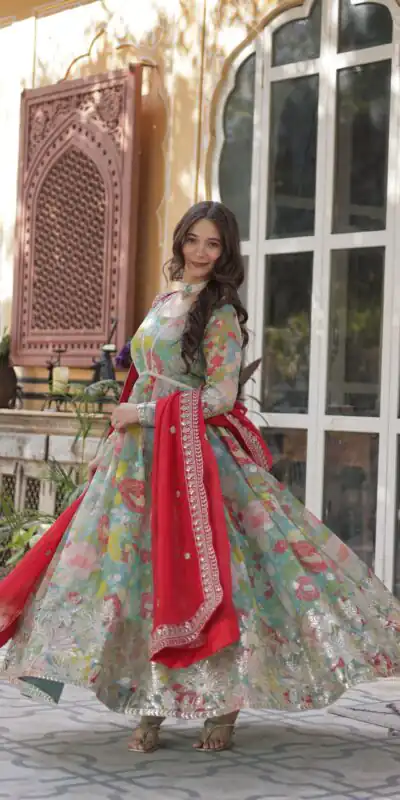 KA 1159 Sky Blue Russian Silk Gown Perfect for Wedding, Party, Ethnic Day, Haldi, Traditional Day – . Special Price ₹3149. Delivery 4-6 Working Day | Gowns, Bollywood Gowns, Creative Gowns, Designer Gowns, Embroidered Gowns, Party Wear Gowns