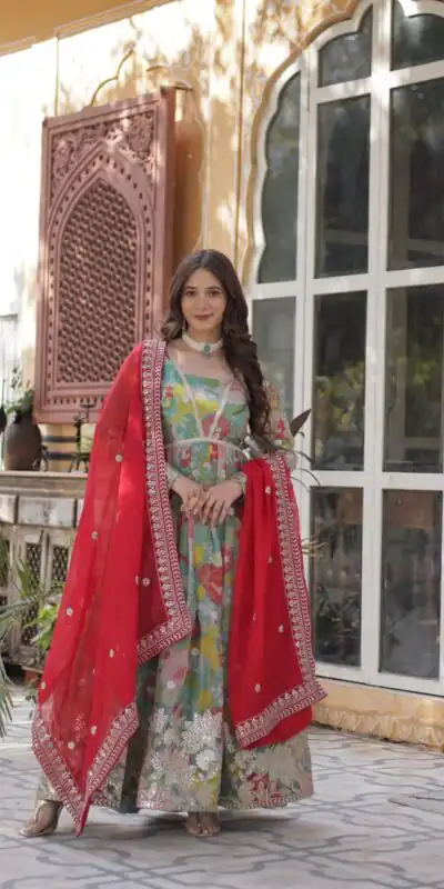 KA 1159 Sky Blue Russian Silk Gown Perfect for Wedding, Party, Ethnic Day, Haldi, Traditional Day – . Special Price ₹3149. Delivery 4-6 Working Day | Gowns, Bollywood Gowns, Creative Gowns, Designer Gowns, Embroidered Gowns, Party Wear Gowns