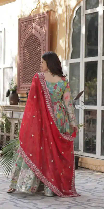 KA 1159 Sky Blue Russian Silk Gown Perfect for Wedding, Party, Ethnic Day, Haldi, Traditional Day – . Special Price ₹3149. Delivery 4-6 Working Day | Gowns, Bollywood Gowns, Creative Gowns, Designer Gowns, Embroidered Gowns, Party Wear Gowns