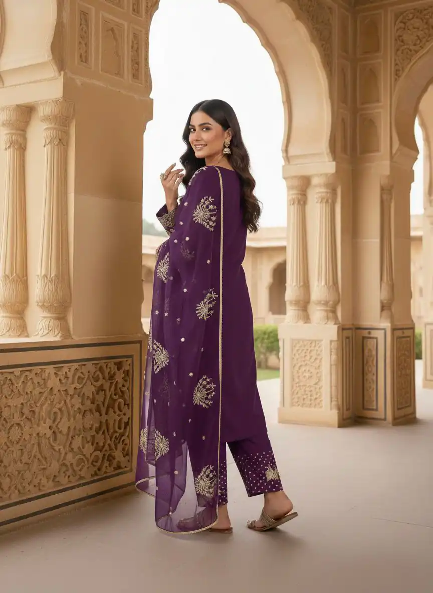 AD 202 Wine in Color Natural Crepe Embroidery Work Salwar Suit . Affordable Price ₹1849. Delivery 4-6 Working Days. Shop now. | Jump Suits, Salwar suit, Casual Suits, Creative suits, Designer Suits, Palazzo Suits, Party Wear Suits, Patiala Suits, Straight Suits