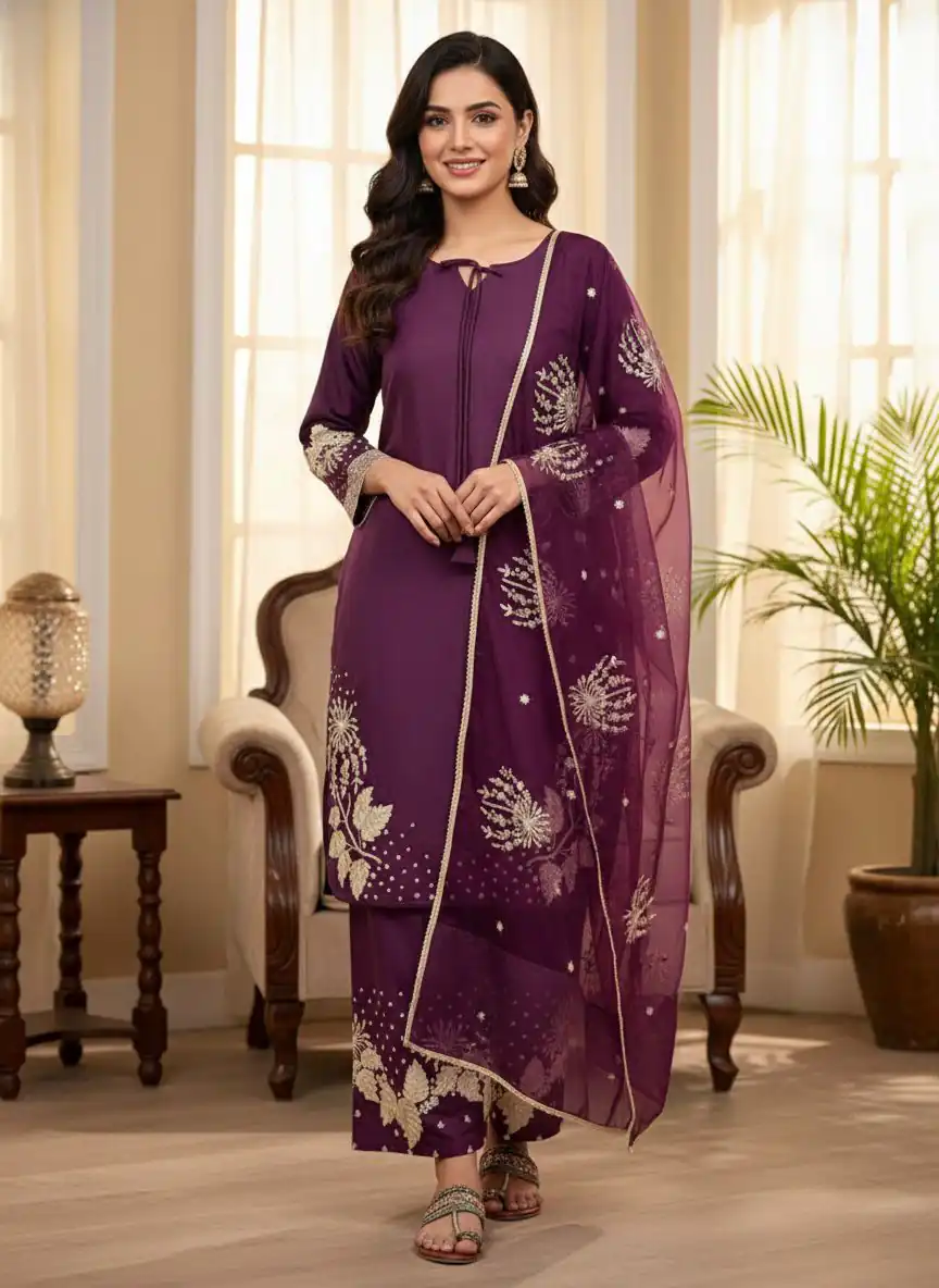 AD 202 Wine in Color Natural Crepe Embroidery Work Salwar Suit . Affordable Price ₹1849. Delivery 4-6 Working Days. Shop now. | Jump Suits, Salwar suit, Casual Suits, Creative suits, Designer Suits, Palazzo Suits, Party Wear Suits, Patiala Suits, Straight Suits