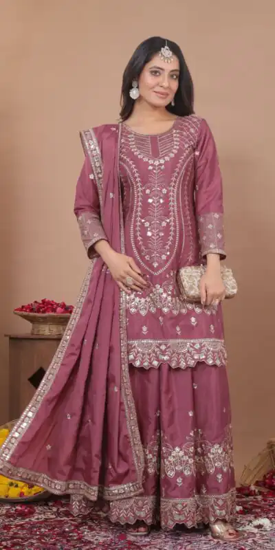 FE 128 Onion Natural Crep Salwar Suit Brown with Embroidery Work. Exclusive Offer ₹2449. Delivery 4-6 Working Days. Shop now. | Jump Suits, Salwar suit, Casual Suits, Creative suits, Designer Suits, Palazzo Suits, Party Wear Suits, Patiala Suits, Straight Suits
