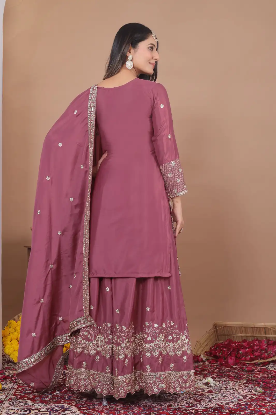 FE 128 Onion Natural Crep Salwar Suit Brown with Embroidery Work. Exclusive Offer ₹2449. Delivery 4-6 Working Days. Shop now. | Jump Suits, Salwar suit, Casual Suits, Creative suits, Designer Suits, Palazzo Suits, Party Wear Suits, Patiala Suits, Straight Suits