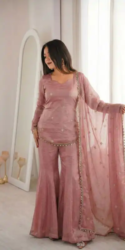 ZSR 3159 Peach Fendy Silk Salwar Suitwith Embroidery Work & Lace Work. Now at just ₹2049. Delivery 4-6 Working Days. Shop now. | Jump Suits, Salwar suit, Casual Suits, Creative suits, Designer Suits, Palazzo Suits, Party Wear Suits, Patiala Suits, Straight Suits