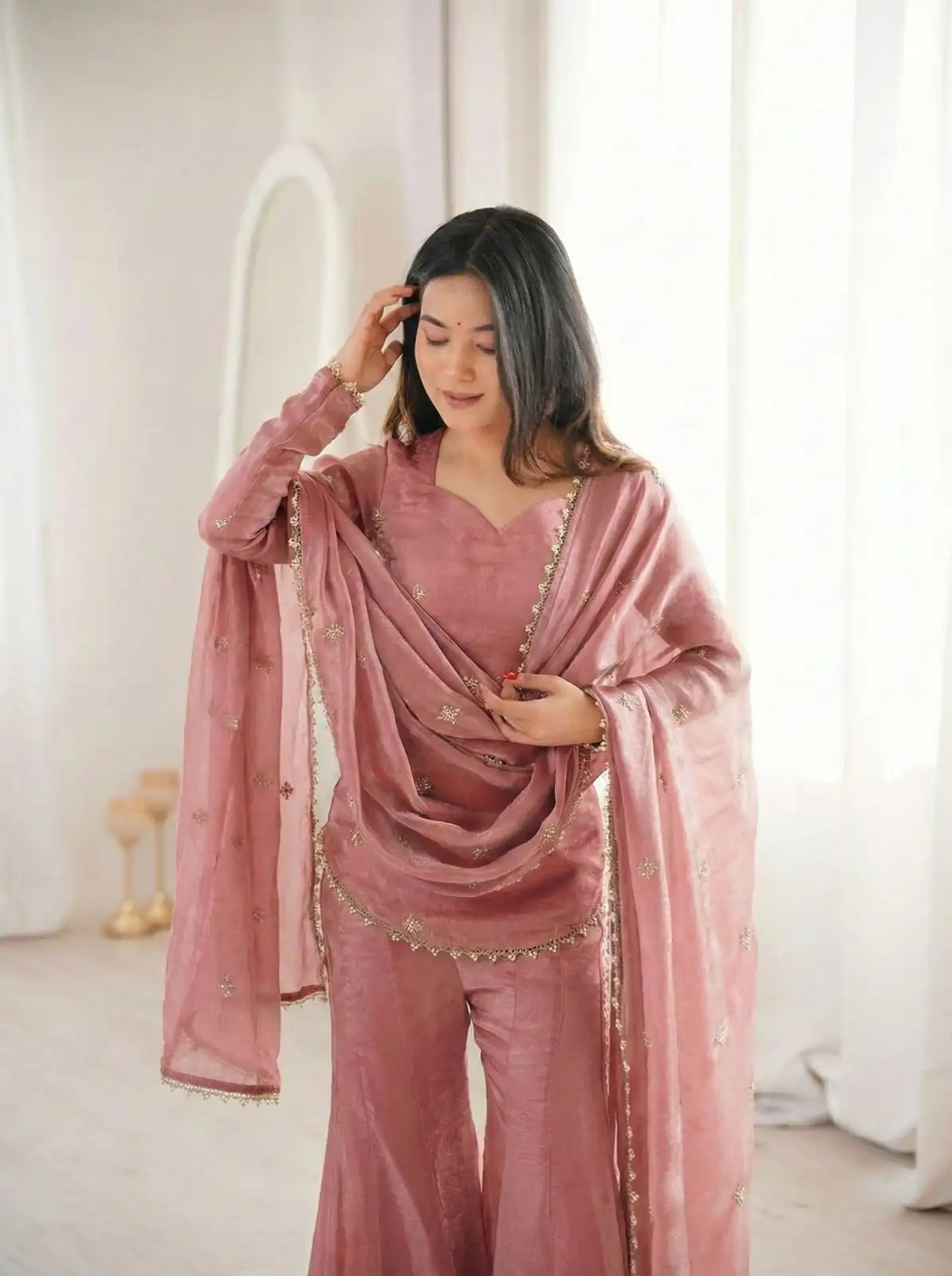 ZSR 3159 Peach Fendy Silk Salwar Suitwith Embroidery Work & Lace Work. Now at just ₹2049. Delivery 4-6 Working Days. Shop now. | Jump Suits, Salwar suit, Casual Suits, Creative suits, Designer Suits, Palazzo Suits, Party Wear Suits, Patiala Suits, Straight Suits