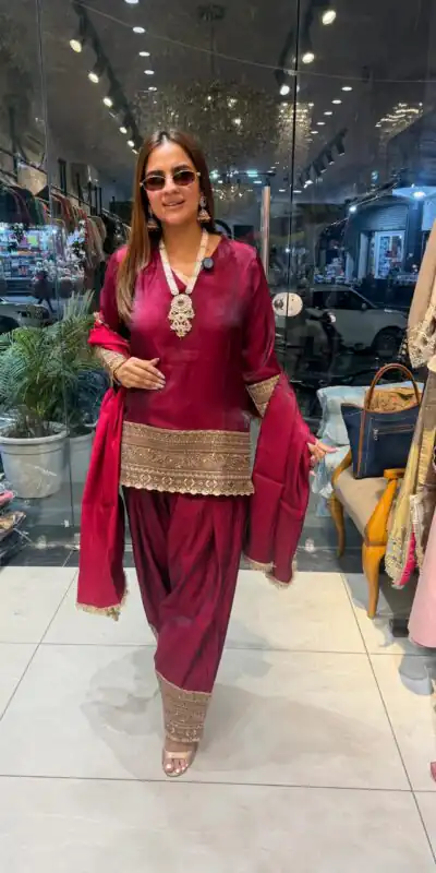 ZSR 3164 Red Fendy Silk Salwar Suitwith Embroidery Work & Lace Work. Now at just âš2099. Delivery 4-6 Working Days. Shop now. | Jump Suits, Salwar suit, Casual Suits, Creative suits, Designer Suits, Palazzo Suits, Party Wear Suits, Patiala Suits, Straight Suits