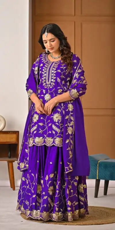 MD 3057 Purple Chinon Silk Salwar Suit with Embroidery Work & Lace Work. Affordable Price ₹2149. Delivery 4-6 Working Days. Shop now. | Jump Suits, Salwar suit, Casual Suits, Creative suits, Designer Suits, Palazzo Suits, Party Wear Suits, Patiala Suits, Straight Suits
