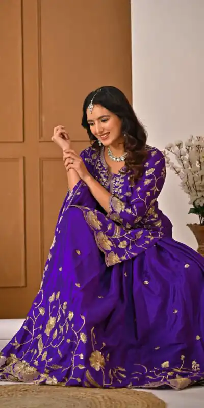 MD 3057 Purple Chinon Silk Salwar Suit with Embroidery Work & Lace Work. Affordable Price ₹2149. Delivery 4-6 Working Days. Shop now. | Jump Suits, Salwar suit, Casual Suits, Creative suits, Designer Suits, Palazzo Suits, Party Wear Suits, Patiala Suits, Straight Suits
