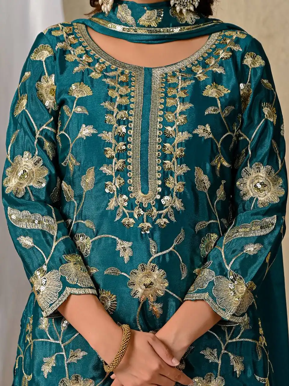 MD 3057 Teal Chinon Silk Salwar Suit with Embroidery Work & Lace Work. Affordable Price ₹2149. Delivery 4-6 Working Days. Shop now. | Salwar suit, Casual Suits, Creative suits, Designer Suits, Palazzo Suits, Party Wear Suits, Patiala Suits, Straight Suits