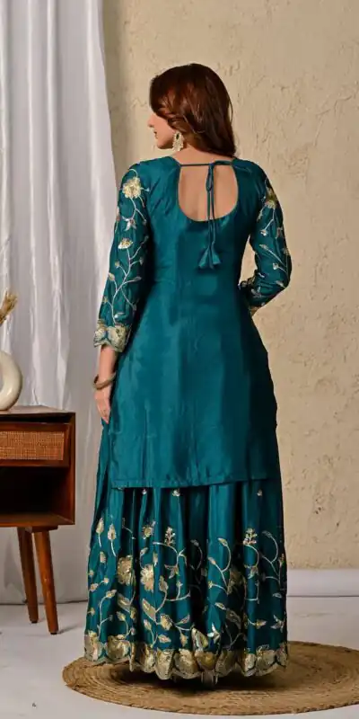 MD 3057 Teal Chinon Silk Salwar Suit with Embroidery Work & Lace Work. Affordable Price ₹2149. Delivery 4-6 Working Days. Shop now. | Salwar suit, Casual Suits, Creative suits, Designer Suits, Palazzo Suits, Party Wear Suits, Patiala Suits, Straight Suits