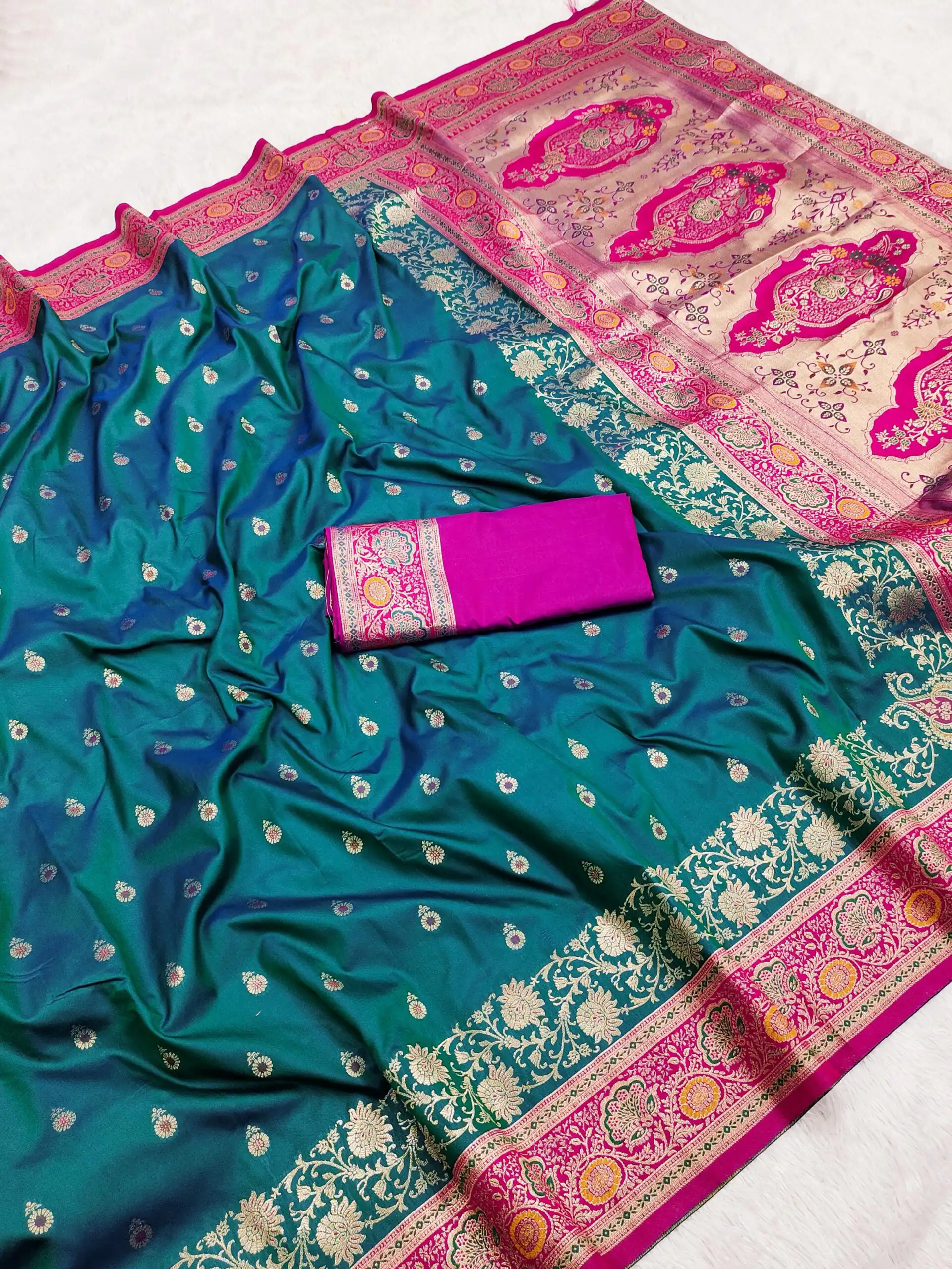 MB 3315 Teal Color Banarasi Silk Gold Zari Border Saree . Wedding, Party, Festive, Available at ₹2049 only. Delivery 4-6 Working Days. Shop now. | Designer Sarees, Sarees, Bollywood Sarees, Creative Sarees, Embroidered Sarees, Ethnic Saree, Modern Digital sarees, Party Wear Sarees