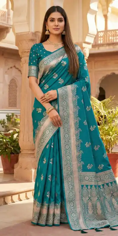 MB 39 Teal Color Banarasi Saree with Zari Work & Lace Work. Introductory Price ₹1899. Delivery 4-6 Working Days. Shop now. | Designer Sarees, Sarees, Bollywood Sarees, Creative Sarees, Embroidered Sarees, Ethnic Saree, Modern Digital sarees, Party Wear Sarees