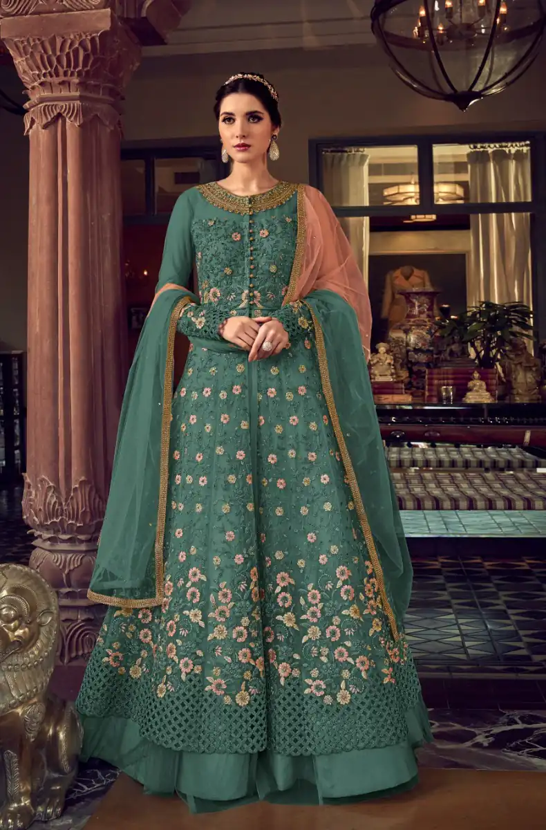 FC 6802 Teal in Banglory Silk Embroidery Work & Stone Work Salwar Suit . Festive Deal ₹3449. Delivery 4-6 Working Days. Shop now. | Jump Suits, Salwar suit, Casual Suits, Creative suits, Designer Suits, Palazzo Suits, Party Wear Suits, Patiala Suits, Straight Suits