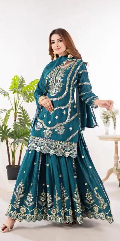 ND 5033 Teal Chinon Silk Salwar Suit with Embroidery Work & Lace Work. Affordable Price ₹2149. Delivery 4-6 Working Days. Shop now. | Jump Suits, Salwar suit, Casual Suits, Creative suits, Designer Suits, Palazzo Suits, Party Wear Suits, Patiala Suits, Straight Suits