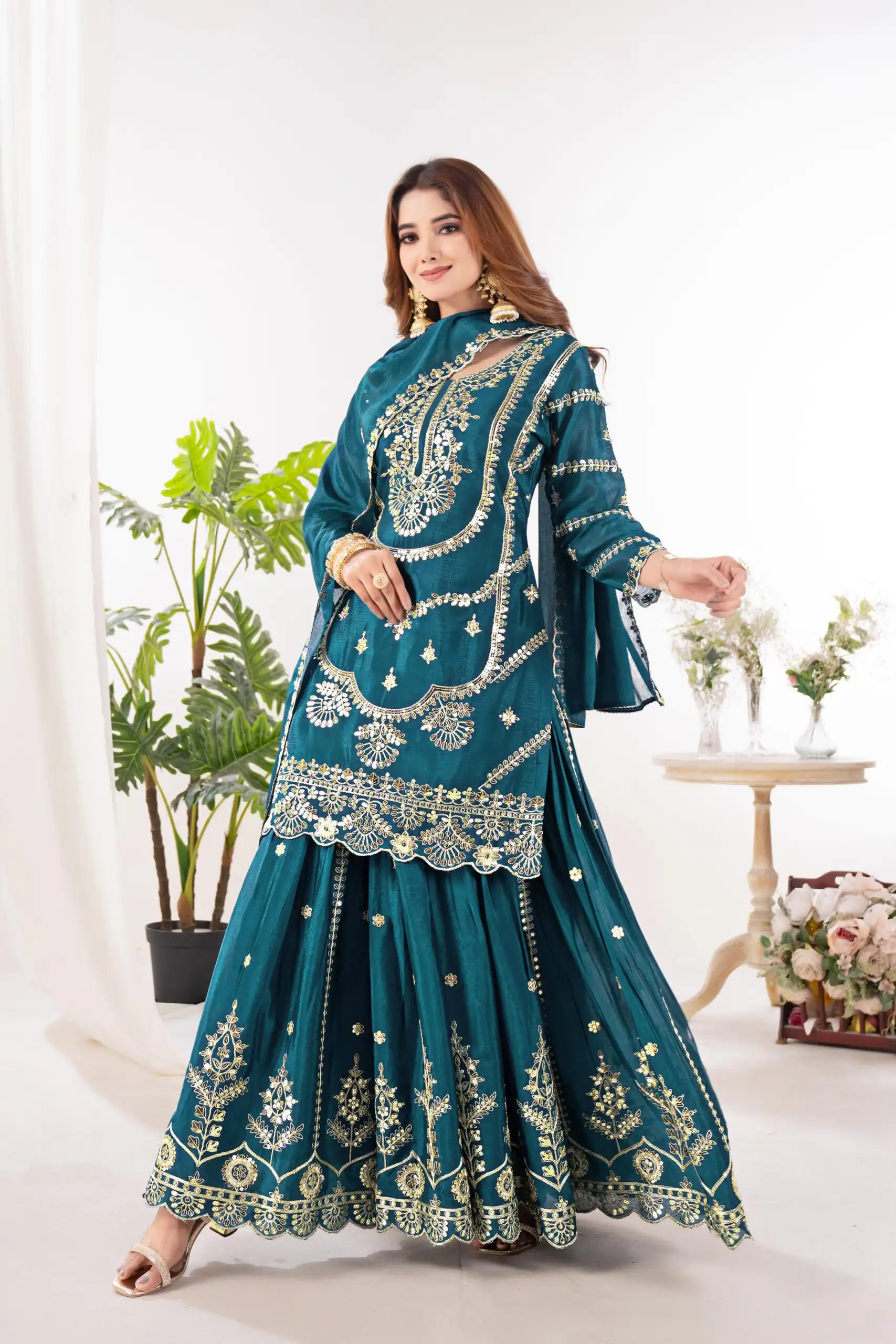 ND 5033 Teal Chinon Silk Salwar Suit with Embroidery Work & Lace Work. Affordable Price ₹2149. Delivery 4-6 Working Days. Shop now. | Jump Suits, Salwar suit, Casual Suits, Creative suits, Designer Suits, Palazzo Suits, Party Wear Suits, Patiala Suits, Straight Suits