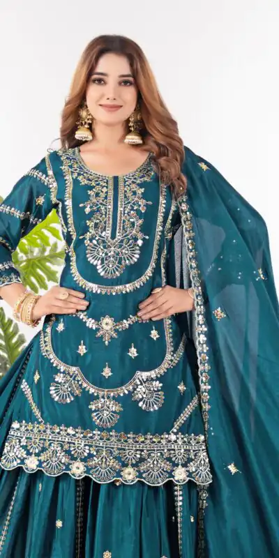 ND 5033 Teal Chinon Silk Salwar Suit with Embroidery Work & Lace Work. Affordable Price ₹2149. Delivery 4-6 Working Days. Shop now. | Jump Suits, Salwar suit, Casual Suits, Creative suits, Designer Suits, Palazzo Suits, Party Wear Suits, Patiala Suits, Straight Suits