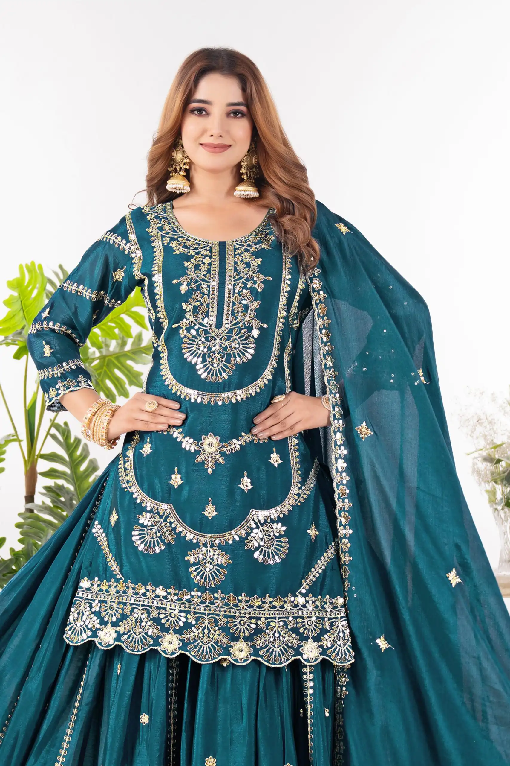 ND 5033 Teal Chinon Silk Salwar Suit with Embroidery Work & Lace Work. Affordable Price ₹2149. Delivery 4-6 Working Days. Shop now. | Jump Suits, Salwar suit, Casual Suits, Creative suits, Designer Suits, Palazzo Suits, Party Wear Suits, Patiala Suits, Straight Suits
