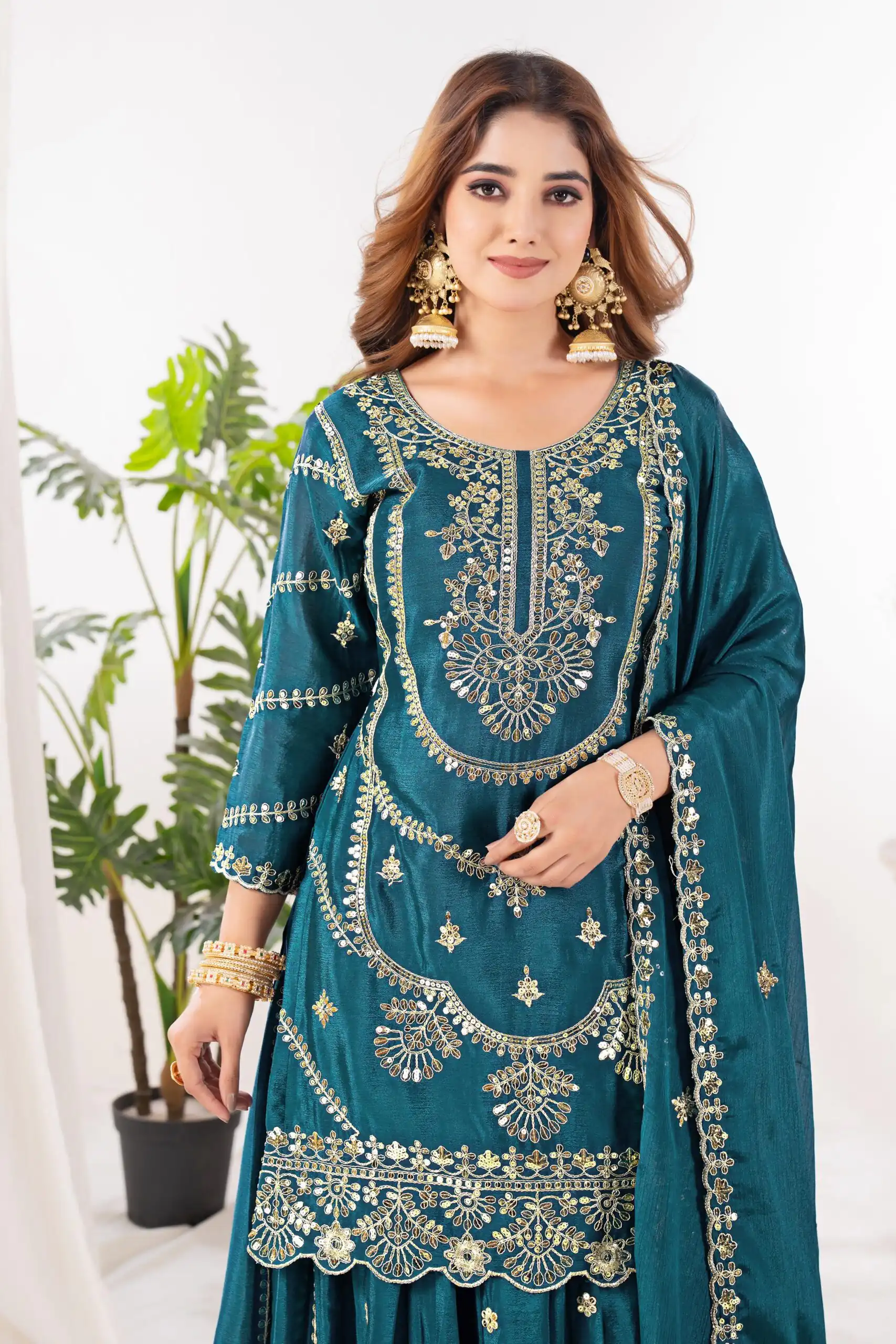 ND 5033 Teal Chinon Silk Salwar Suit with Embroidery Work & Lace Work. Affordable Price ₹2149. Delivery 4-6 Working Days. Shop now. | Jump Suits, Salwar suit, Casual Suits, Creative suits, Designer Suits, Palazzo Suits, Party Wear Suits, Patiala Suits, Straight Suits