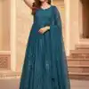Teal Georgette With Sequence Work Salwar Suit