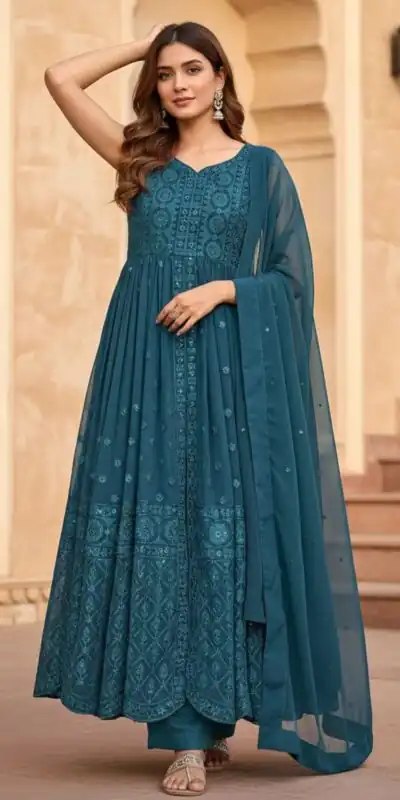 ST 173 Teal Georgette Digital Print Sequence Work Salwar Suit. online Get it for ₹2149. Delivery 4-6 Working Days. Shop now. | Jump Suits, Salwar suit, Casual Suits, Creative suits, Designer Suits, Palazzo Suits, Party Wear Suits, Patiala Suits, Straight Suits