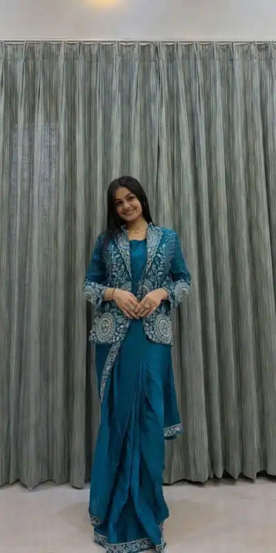 BB 49 Teal in Rangoli Silk Embroidery Work Saree . Wedding, Party, Festive, Events, Get it for âš2099. Delivery 4-6 Working Days. Shop now. | Designer Sarees, Sarees, Bollywood Sarees, Creative Sarees, Embroidered Sarees, Ethnic Saree, Modern Digital sarees, Party Wear Sarees