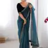 SC 1017 Teal Soft Twil Net Silk Saree Perfect for Wedding, Party, Temple Visit, Reception, Sangeet – . Now at just ₹1699. Delivery 4-6 Working Days. | Designer Sarees, Sarees, Bollywood Sarees, Creative Sarees, Embroidered Sarees, Ethnic Saree, Modern Digital sarees, Party Wear Sarees