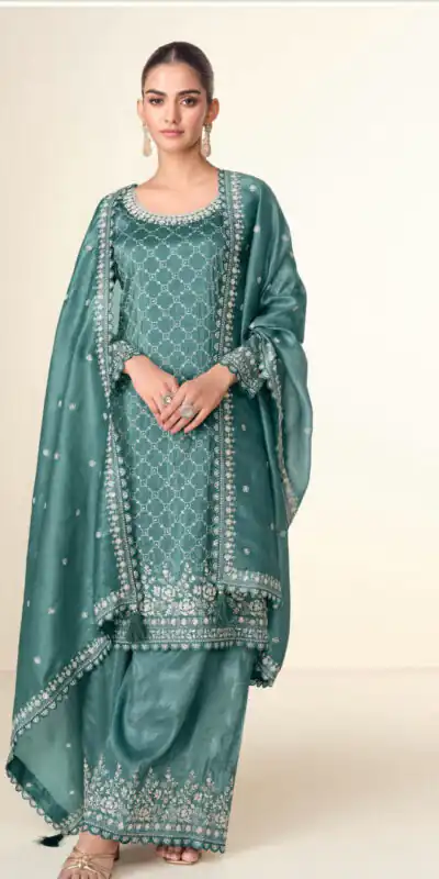 FC ISHITAA Teal Color in Tissue Crush Embroidery Work Salwar Suit . Festive Deal ₹3299. Delivery 4-6 Working Days. Shop now. | Jump Suits, Salwar suit, Casual Suits, Creative suits, Designer Suits, Palazzo Suits, Party Wear Suits, Patiala Suits, Straight Suits