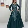 PC 564 Teal Vichitra Silk Gown Perfect for Wedding, Party, Holi, Anniversary, Mehendi –. Grab it for ₹2049. Delivery 4-6 Working Days. Shop now. | Gowns, Bollywood Gowns, Creative Gowns, Designer Gowns, Embroidered Gowns, Party Wear Gowns