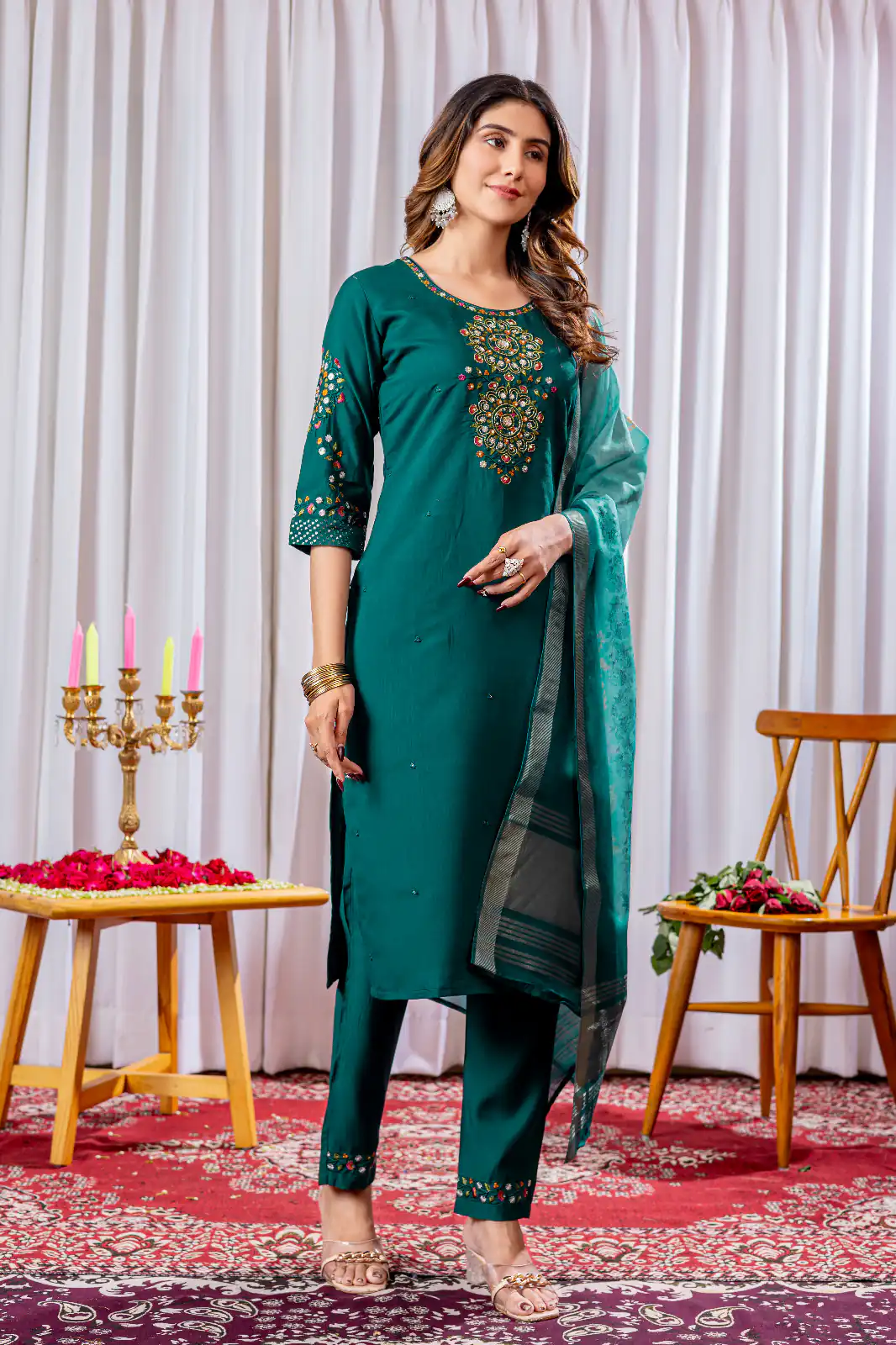 DIVA 111 Teal Viscose Silk Salwar Suit with Thread Embroidery Work. Best Price ₹2049. Delivery 4-6 Working Days. Shop now. | Jump Suits, Salwar suit, Casual Suits, Creative suits, Designer Suits, Palazzo Suits, Party Wear Suits, Patiala Suits, Straight Suits