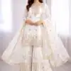 WW 1250 White Faux Georgette With 5 mm Sequence Work Salwar Suit Wedding, Party, Festive, Events Etc. Expected Delivery 4-6 Working Days @2399/- | Jump Suits, Salwar suit, Casual Suits, Creative suits, Designer Suits, Palazzo Suits, Party Wear Suits, Patiala Suits, Straight Suits
