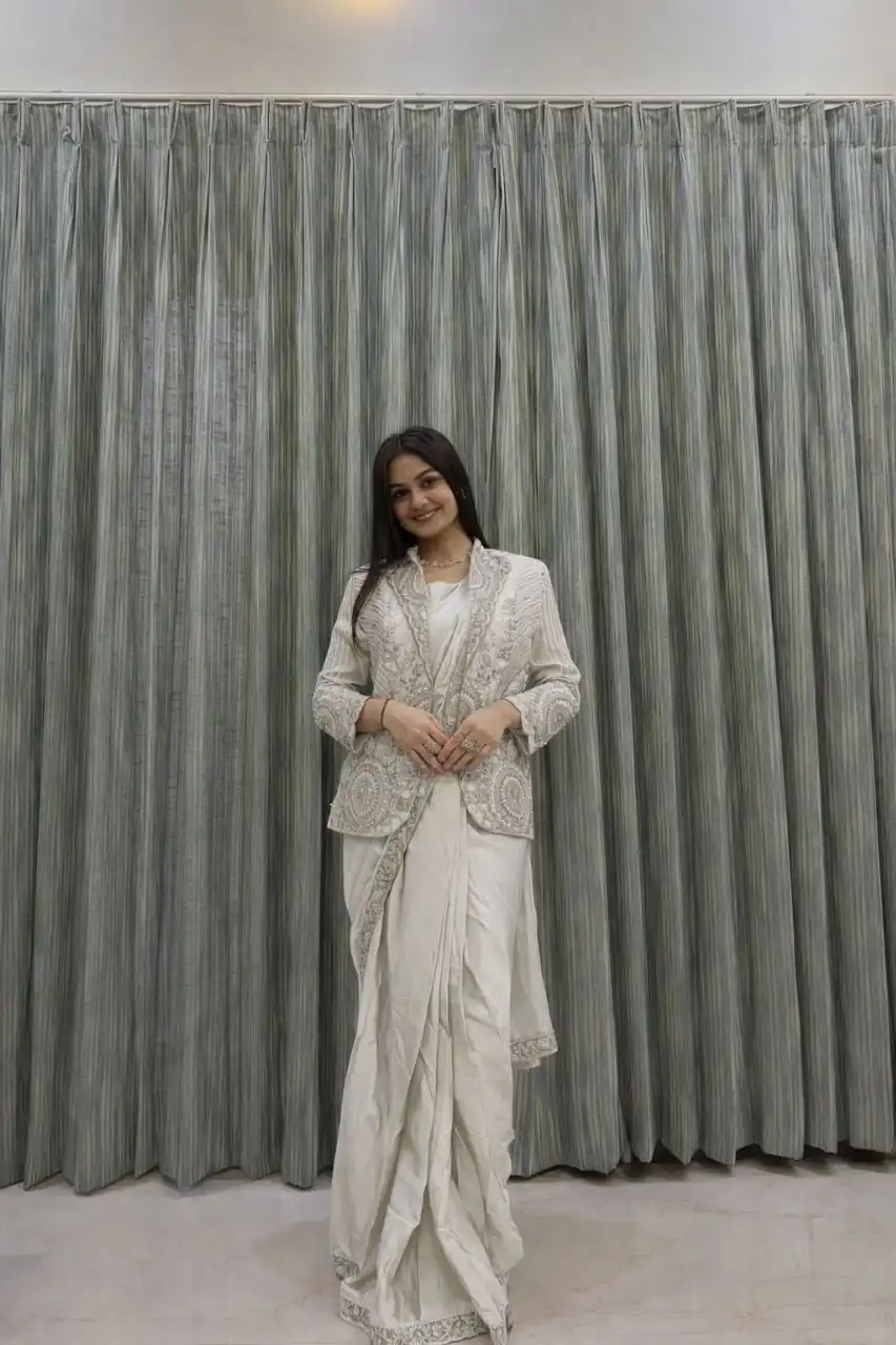 BB 49 White in Rangoli Silk Embroidery Work Saree . Wedding, Party, Festive, Events, Get it for ₹2099. Delivery 4-6 Working Days. Shop now. | Designer Sarees, Sarees, Bollywood Sarees, Creative Sarees, Embroidered Sarees, Ethnic Saree, Modern Digital sarees, Party Wear Sarees