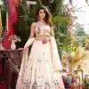 White Vichitra Embroidery Work Lehenga Choli