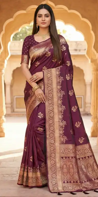 MB 39 Wine Color Banarasi Saree with Zari Work & Lace Work. Introductory Price ₹1899. Delivery 4-6 Working Days. Shop now. | Designer Sarees, Sarees, Bollywood Sarees, Creative Sarees, Embroidered Sarees, Ethnic Saree, Modern Digital sarees, Party Wear Sarees