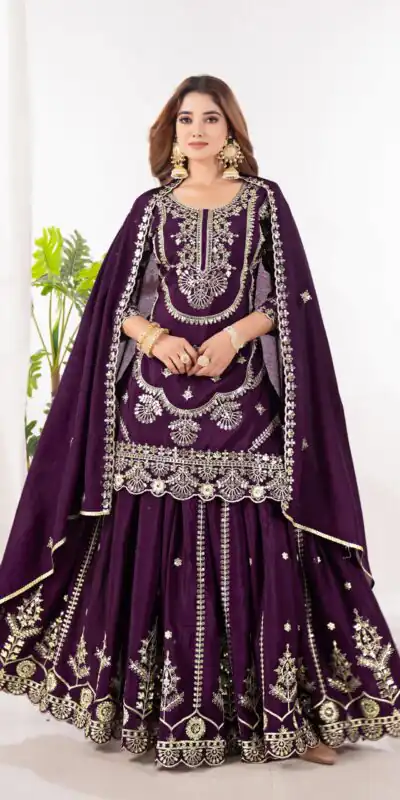 ND 5033 Wine Chinon Silk Salwar Suit with Embroidery Work & Lace Work. Affordable Price ₹2149. Delivery 4-6 Working Days. Shop now. | Jump Suits, Salwar suit, Casual Suits, Creative suits, Designer Suits, Palazzo Suits, Party Wear Suits, Patiala Suits, Straight Suits