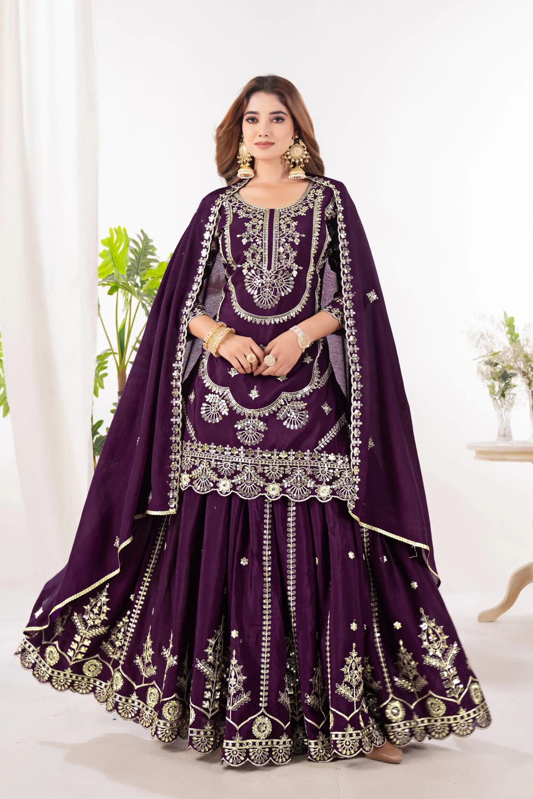 ND 5033 Wine Chinon Silk Salwar Suit with Embroidery Work & Lace Work. Affordable Price ₹2149. Delivery 4-6 Working Days. Shop now. | Jump Suits, Salwar suit, Casual Suits, Creative suits, Designer Suits, Palazzo Suits, Party Wear Suits, Patiala Suits, Straight Suits