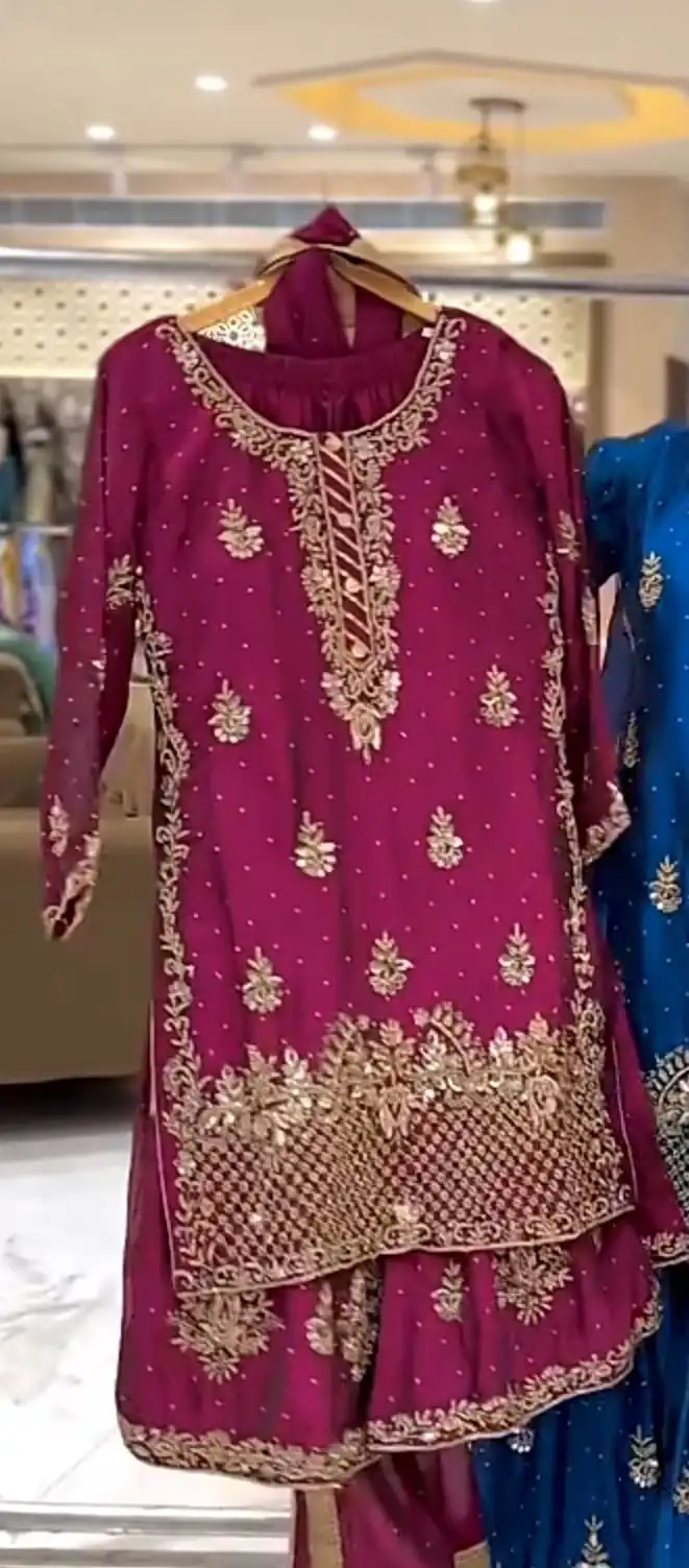 NF 1249 Wine Color Chinon Silk Salwar Suit with Embroidery Work. Online Get it for ₹2149. Delivery 4-6 Working Days. Shop now. | Jump Suits, Salwar suit, Casual Suits, Creative suits, Designer Suits, Palazzo Suits, Party Wear Suits, Patiala Suits, Straight Suits